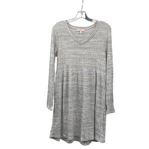 Hailey & Co Womens Sweater Dress Long Sleeve V-Neck Heather Gray Size Medium
